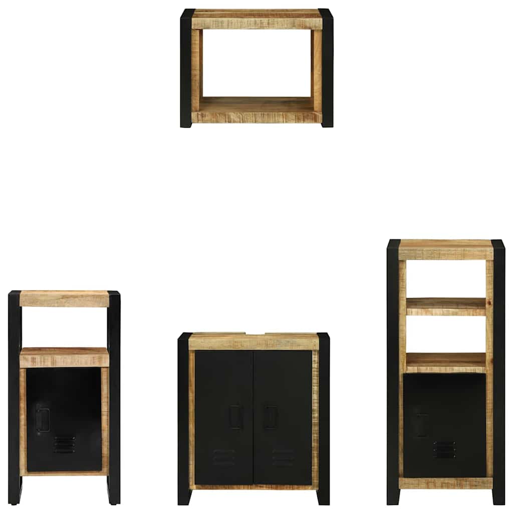 Bathroom Furniture Set with Shelf 4 pcs Brown Solid Mango Wood