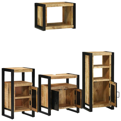 Bathroom Furniture Set with Shelf 4 pcs Brown Solid Mango Wood