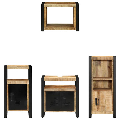 Bathroom Furniture Set with Shelf 4 pcs Brown Solid Mango Wood