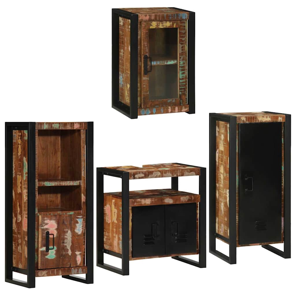 Bathroom Furniture Set 4 pcs Multicolour Solid Reclaimed Wood