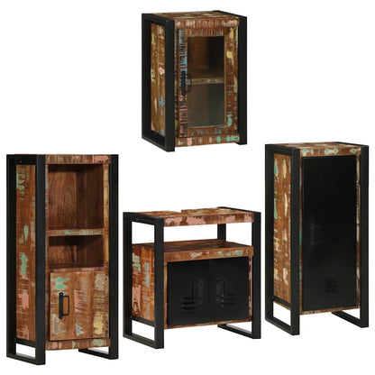 Bathroom Furniture Set 4 pcs Multicolour Solid Reclaimed Wood