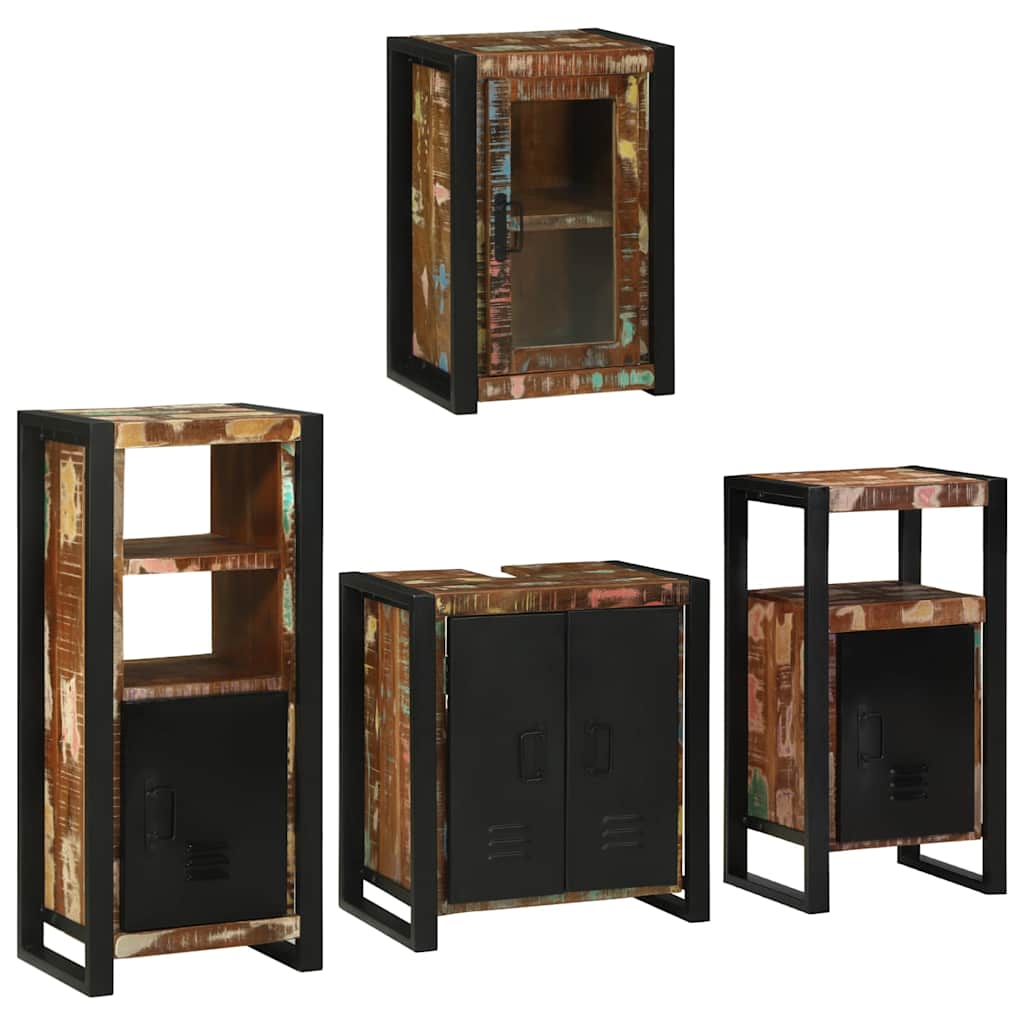 Bathroom Furniture Set 4 pcs Multicolour Solid Reclaimed Wood