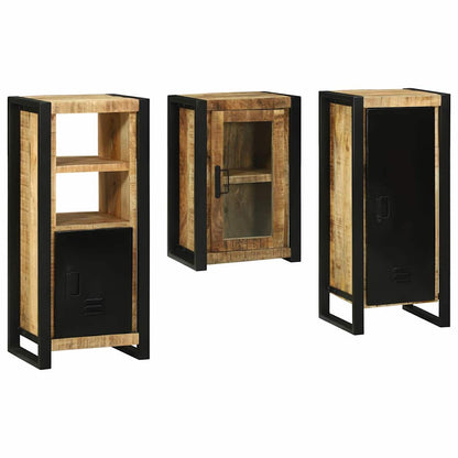 Bathroom Furniture Set with Door 3 pcs Brown Solid Mango Wood