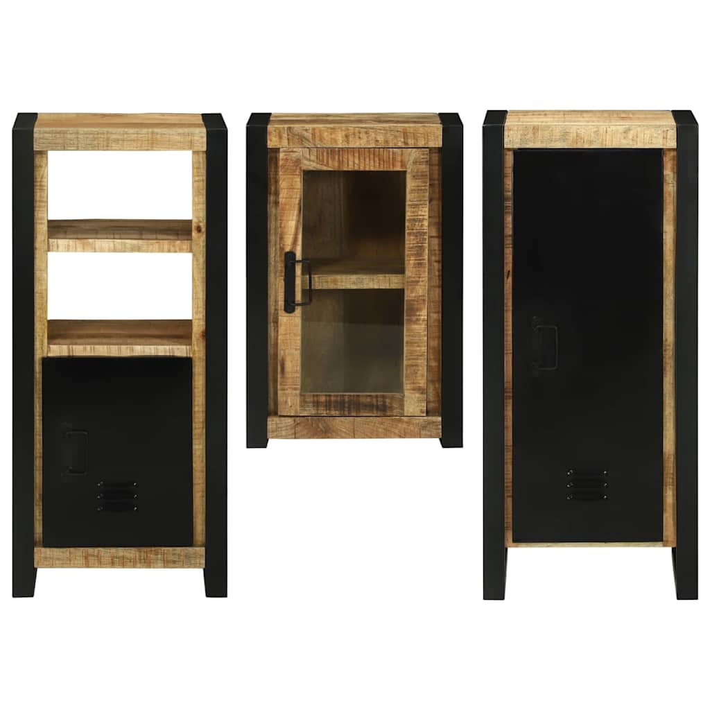 Bathroom Furniture Set with Door 3 pcs Brown Solid Mango Wood