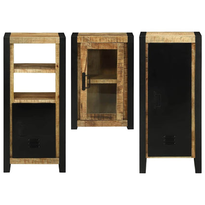 Bathroom Furniture Set with Door 3 pcs Brown Solid Mango Wood