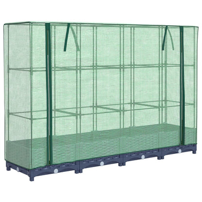 Raised Bed with Greenhouse Cover Rattan Look 160x40x123 cm