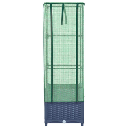 Raised Bed with Greenhouse Cover Rattan Look 40x40x139 cm