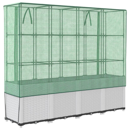 Raised Bed with Greenhouse Cover Rattan Look 160x40x153 cm