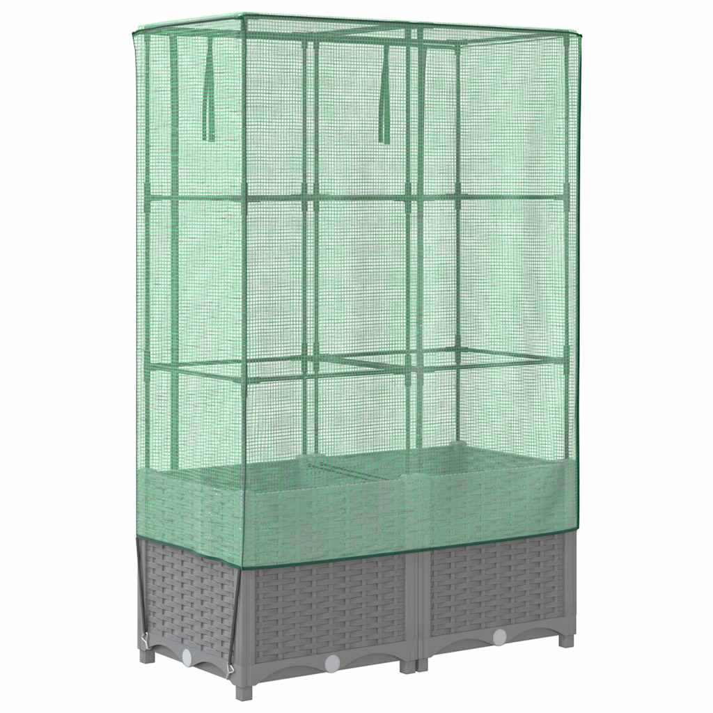 Raised Bed with Greenhouse Cover Rattan Look 80x40x138 cm