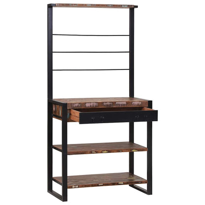 Kitchen Rack Multicolour 80 x 40 x 160 cm Solid Reclaim wood