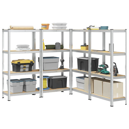 4-Layer Storage Shelves 4 pcs Silver Steel&Engineered Wood