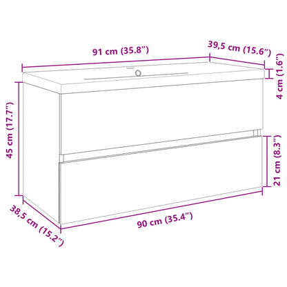 2 Piece Bathroom Furniture Set Ceramic and Engineered Wood