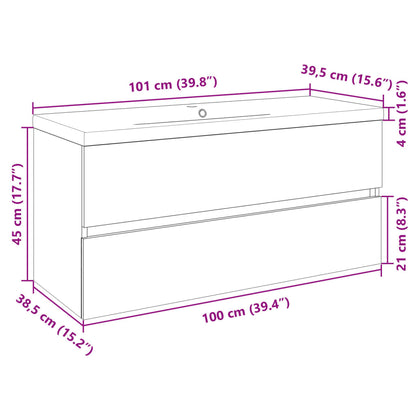 2 Piece Bathroom Furniture Set Ceramic and Engineered Wood