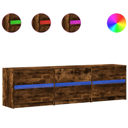 TV Cabinet with LED Smoked Oak 180x34x50 cm Engineered Wood