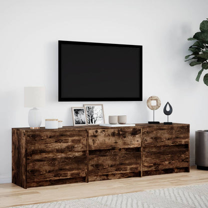 TV Cabinet with LED Smoked Oak 180x34x50 cm Engineered Wood