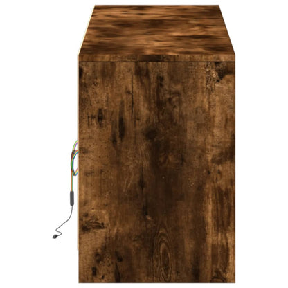 TV Cabinet with LED Smoked Oak 180x34x50 cm Engineered Wood