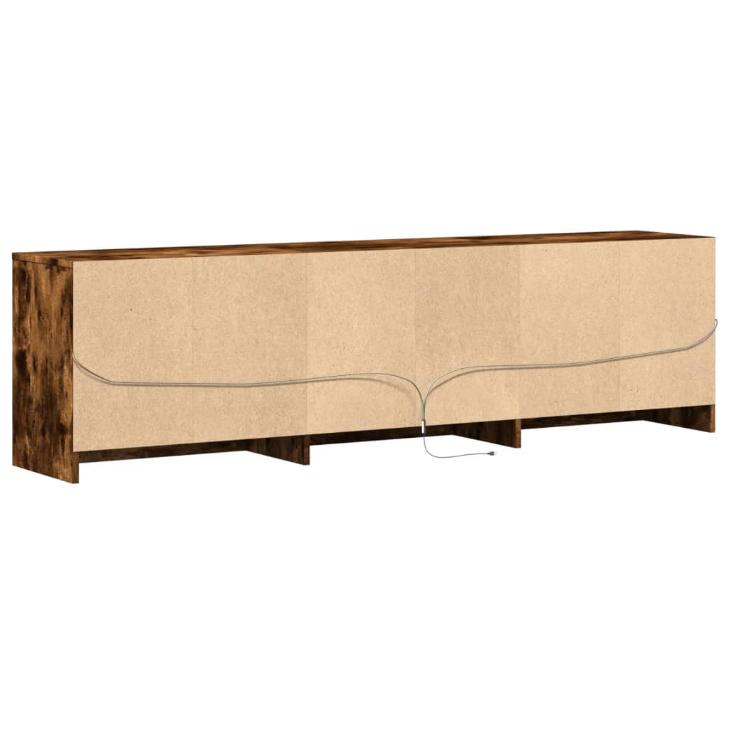 TV Cabinet with LED Smoked Oak 180x34x50 cm Engineered Wood