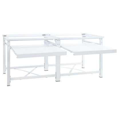 Double Washing Machine Pedestal with Pull-Out Shelves White