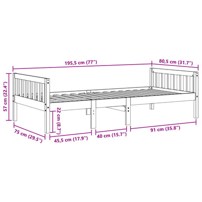 Children's Bed without Mattress White 75x190 cm Solid Wood Pine