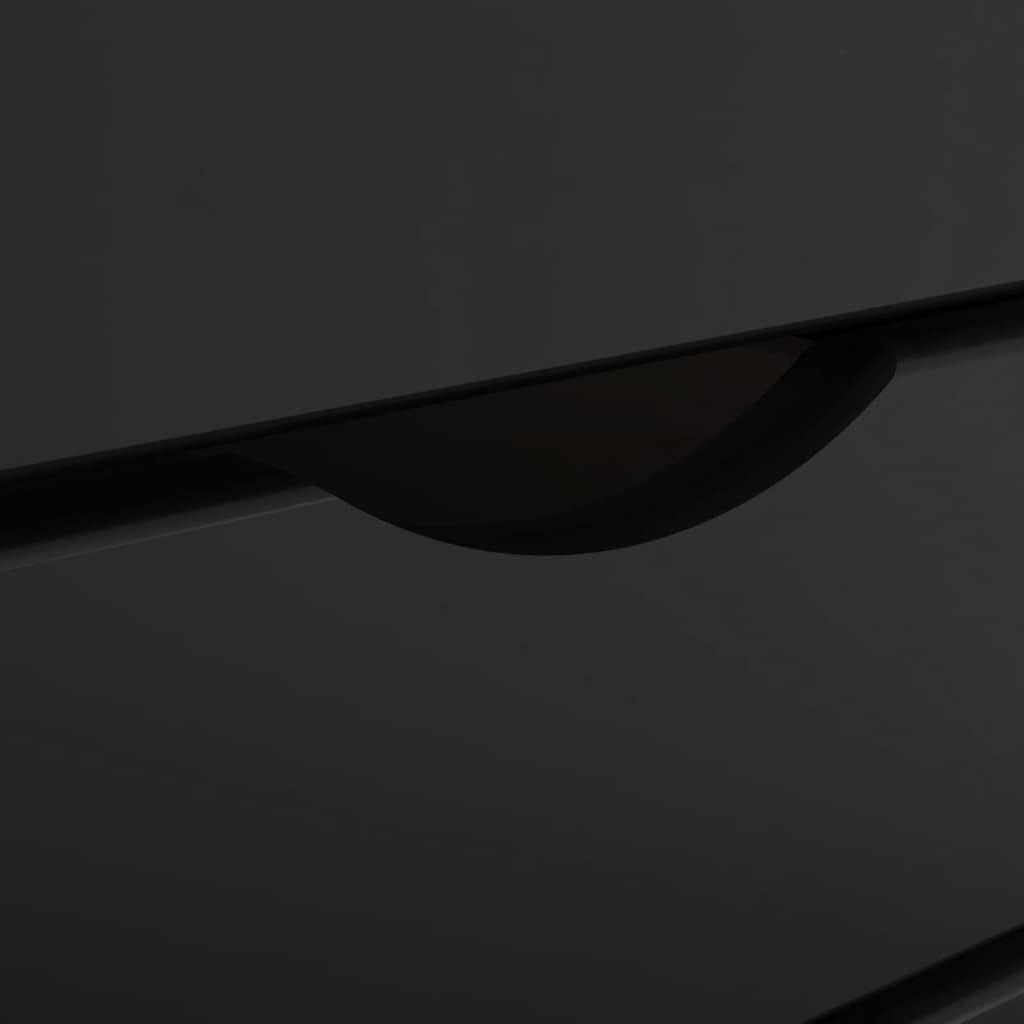 Rolling Cabinet with Drawers MOSS Black Solid Wood Pine