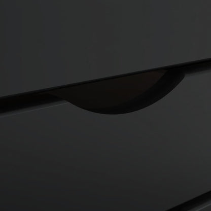 Rolling Cabinet with Drawers MOSS Black Solid Wood Pine