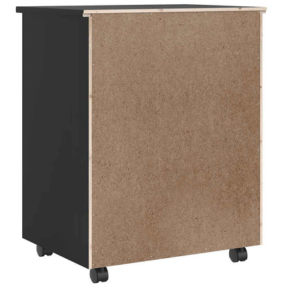 Rolling Cabinet with Drawers MOSS Black Solid Wood Pine