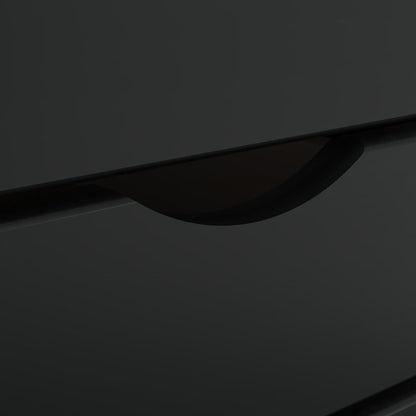 Rolling Cabinet with Drawers MOSS Black Solid Wood Pine