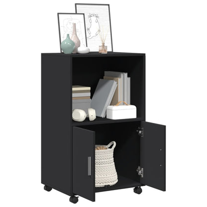 Rolling Cabinet Black 55x40x91 cm Engineered Wood