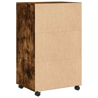 Rolling Cabinet Smoked Oak 55x40x91 cm Engineered Wood