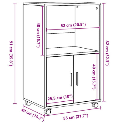 Rolling Cabinet Old Wood 55x40x91 cm Engineered Wood