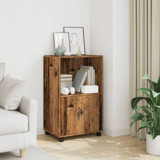 Rolling Cabinet Old Wood 55x40x91 cm Engineered Wood