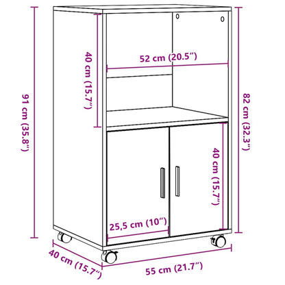 Rolling Cabinet Artisian Oak 55x40x91 cm Engineered Wood