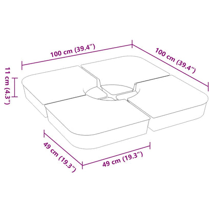 4 Piece Parasol Base Set for Cross Stand Parasol 100 kg PP
