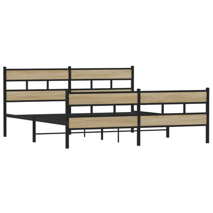 Metal Bed Frame without Mattress Sonoma Oak 193x203 cm