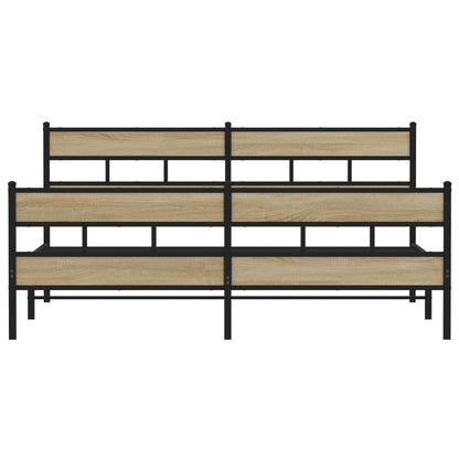 Metal Bed Frame without Mattress Sonoma Oak 193x203 cm