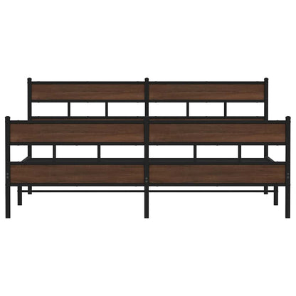 Metal Bed Frame without Mattress Brown Oak 183x213 cm