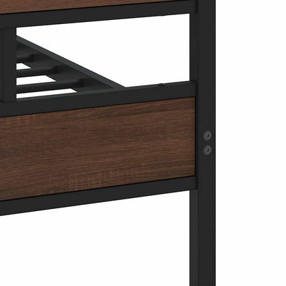 Metal Bed Frame without Mattress Brown Oak 183x213 cm