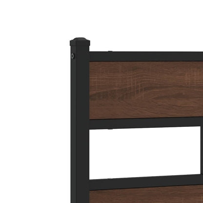 Metal Bed Frame without Mattress Brown Oak 183x213 cm