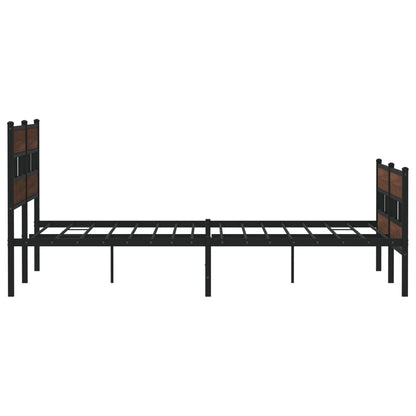 Metal Bed Frame without Mattress Brown Oak 193x203 cm