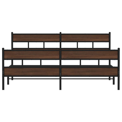 Metal Bed Frame without Mattress Brown Oak 200x200 cm