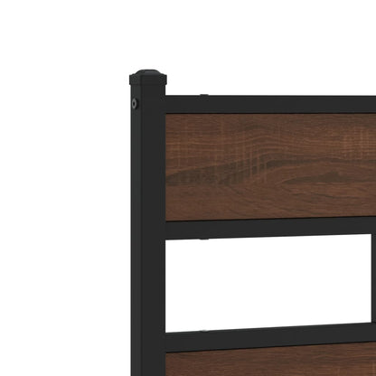 Metal Bed Frame without Mattress Brown Oak 200x200 cm
