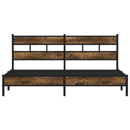 Metal Bed Frame without Mattress Smoked Oak 180x200 cm Super King