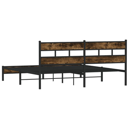 Metal Bed Frame without Mattress Smoked Oak 200x200 cm