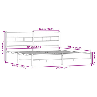 Metal Bed Frame without Mattress Smoked Oak 200x200 cm