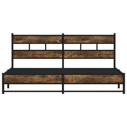 Metal Bed Frame without Mattress Smoked Oak 180x200 cm Super King