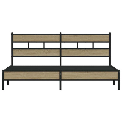 Metal Bed Frame without Mattress Sonoma Oak 193x203 cm
