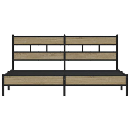 Metal Bed Frame without Mattress Sonoma Oak 200x200 cm
