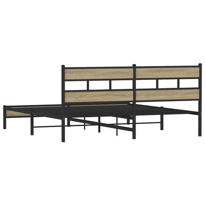 Metal Bed Frame without Mattress Sonoma Oak 200x200 cm