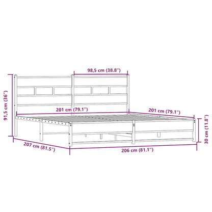 Metal Bed Frame without Mattress Sonoma Oak 200x200 cm