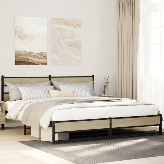 Metal Bed Frame without Mattress Sonoma Oak 200x200 cm